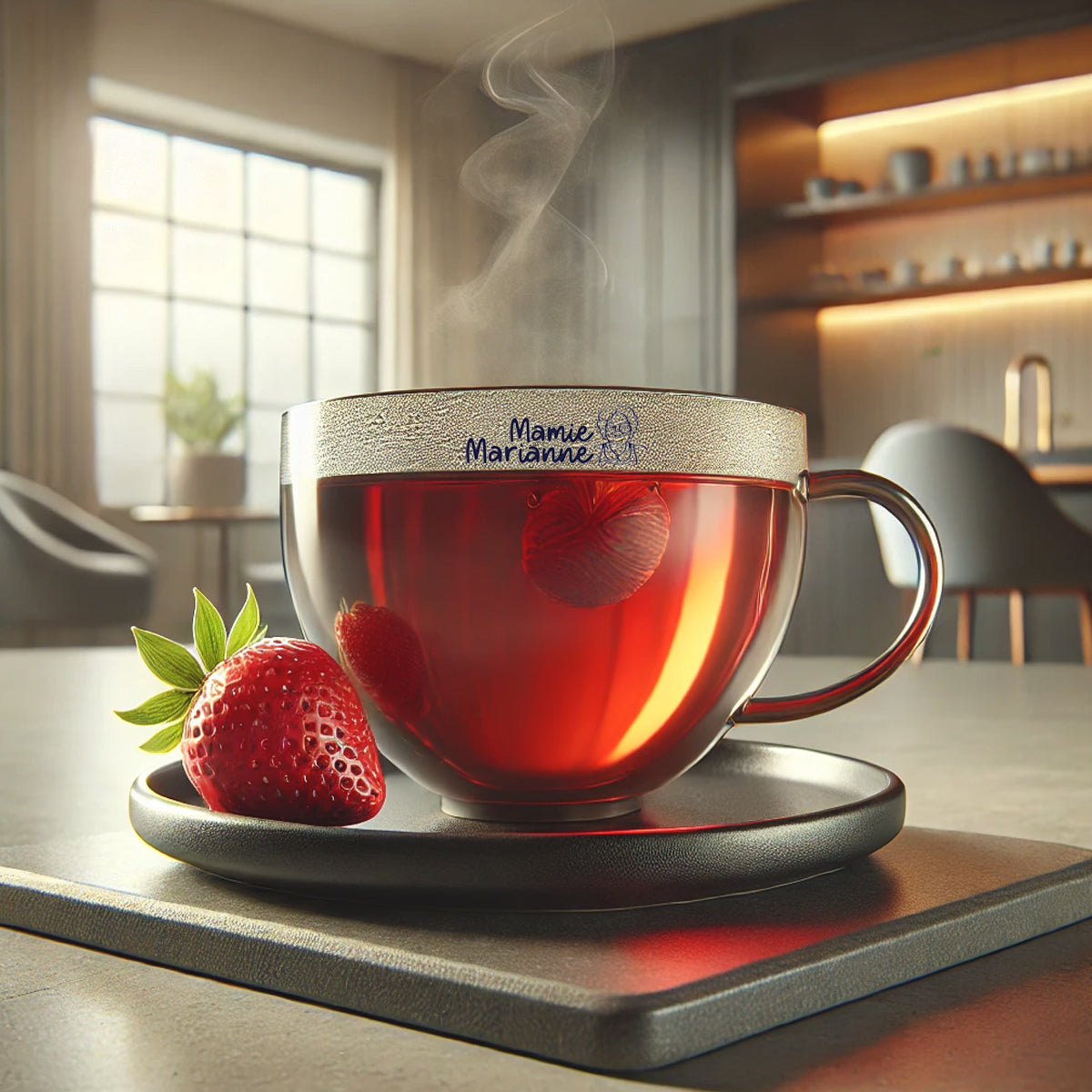 Black Tea and Strawberry. الشاي الأسود والفراولة.
