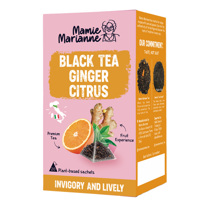 Black Tea Ginger, Orange and Lemon.   الشاي الأسود بالزنجبيل والبرتقال والليمون.